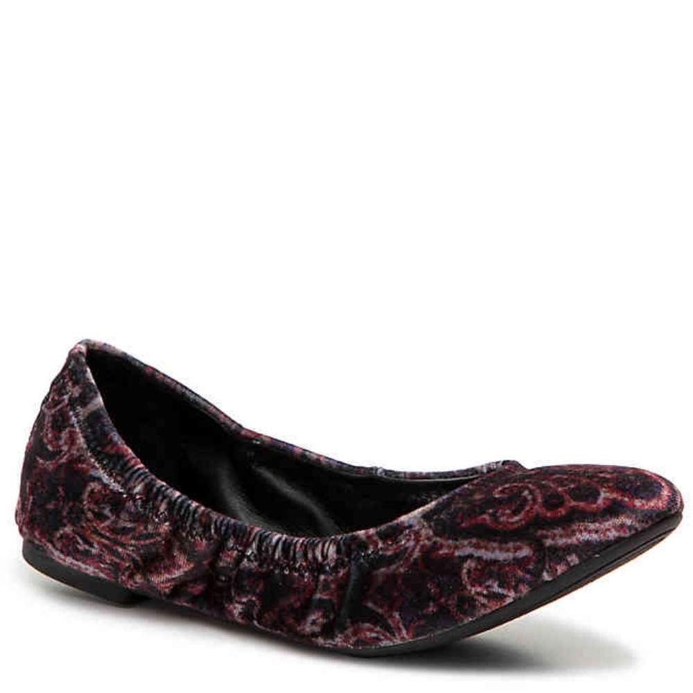 Maroon velvet ballet flats